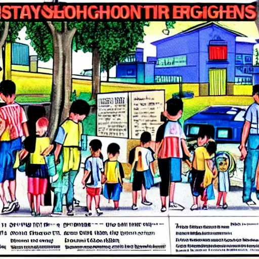 Image similar to 1 9 9 0 s singaporean public education poster for neighbourhoods