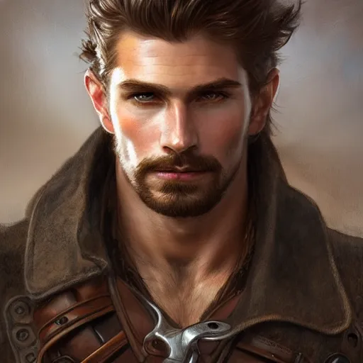 portrait of a young, ruggedly handsome ranger, soft | Stable Diffusion