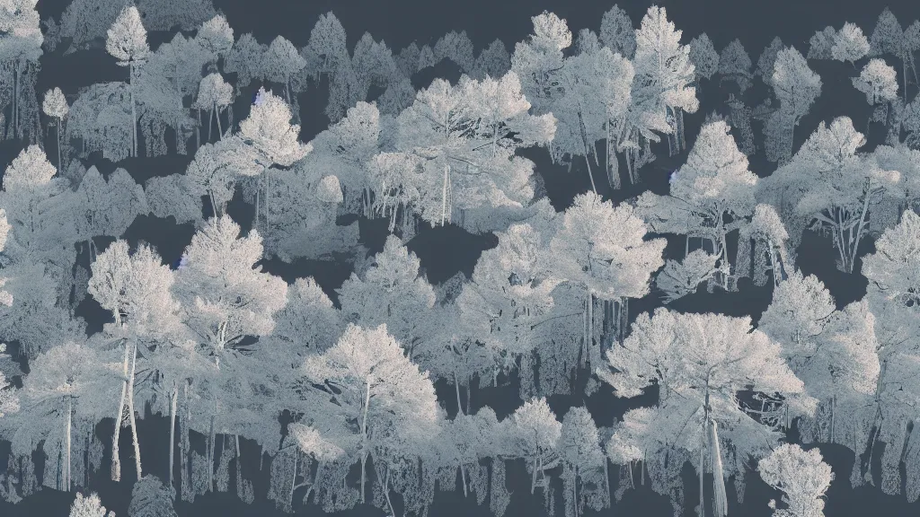 Image similar to a mountainside landscape with winter sakura trees, japan, a collage painting, in the style of wes anderson, lola dupre, david hockney, isolated on negative white space background dark monochrome neon spraypaint accents volumetric octane render