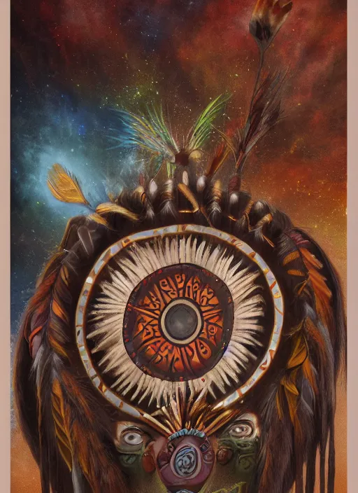 Prompt: indigenous shamanic drum, fantasy art, matte painting