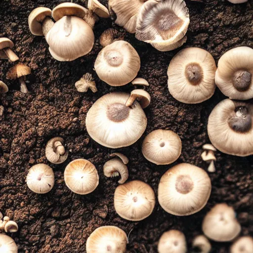 Image similar to new species of mushrooms in soil, iphone 1 3 shot, realistic casual photography