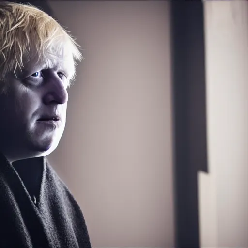 Prompt: A photo of (((Boris Johnson))) as Emperor Palpatine, hooded, ashy, cinematic lighting, f 2.5