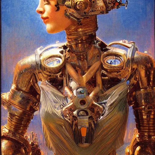 Prompt: highly detailed portrait of a robotic chameleon mecha, painting by gaston bussiere, craig mullins, j. c. leyendecker, lights, art by ernst haeckel, john william godward, hammershøi,