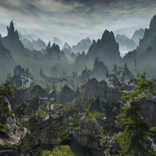 Image similar to 8k hyper realistic highly detailed HDR still of southern Lo Pan from Big Trouble in Little China in Skyrim