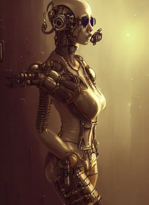 Image similar to soft lustrous ivory ebony biotech raver gutter punk gothic steampunk cyborg, golden ratio, details, scifi, fantasy, cyberpunk, intricate, decadent, highly detailed, digital painting, octane render, artstation, concept art, smooth, sharp focus, illustration, art by artgerm, loish, wlop