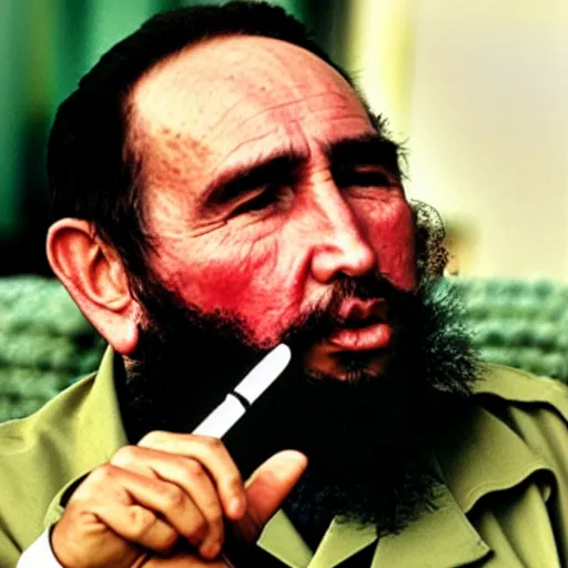 Image similar to photograph of Fidel Castro having a joint