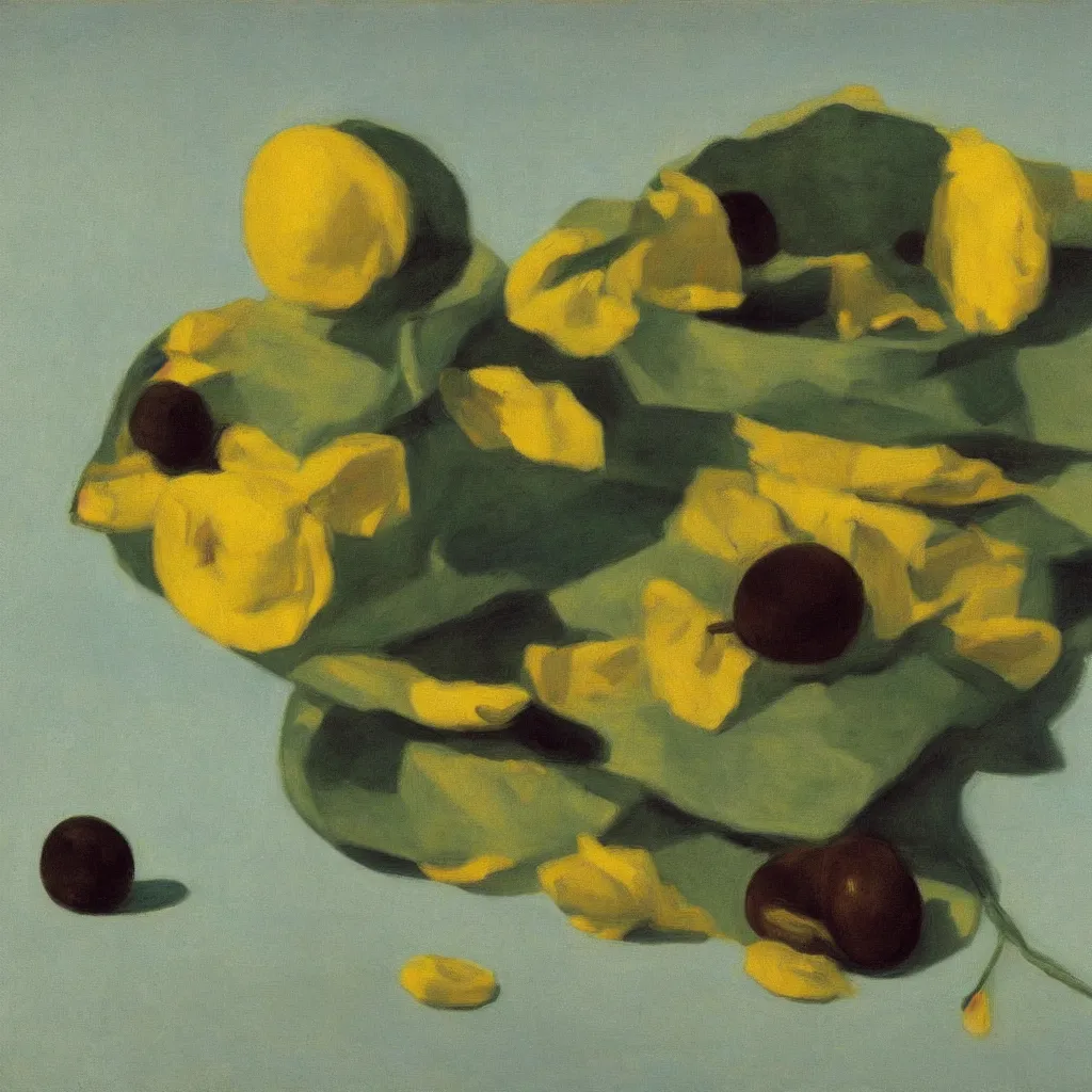 Image similar to a still life of a blind melon by Edward Hopper