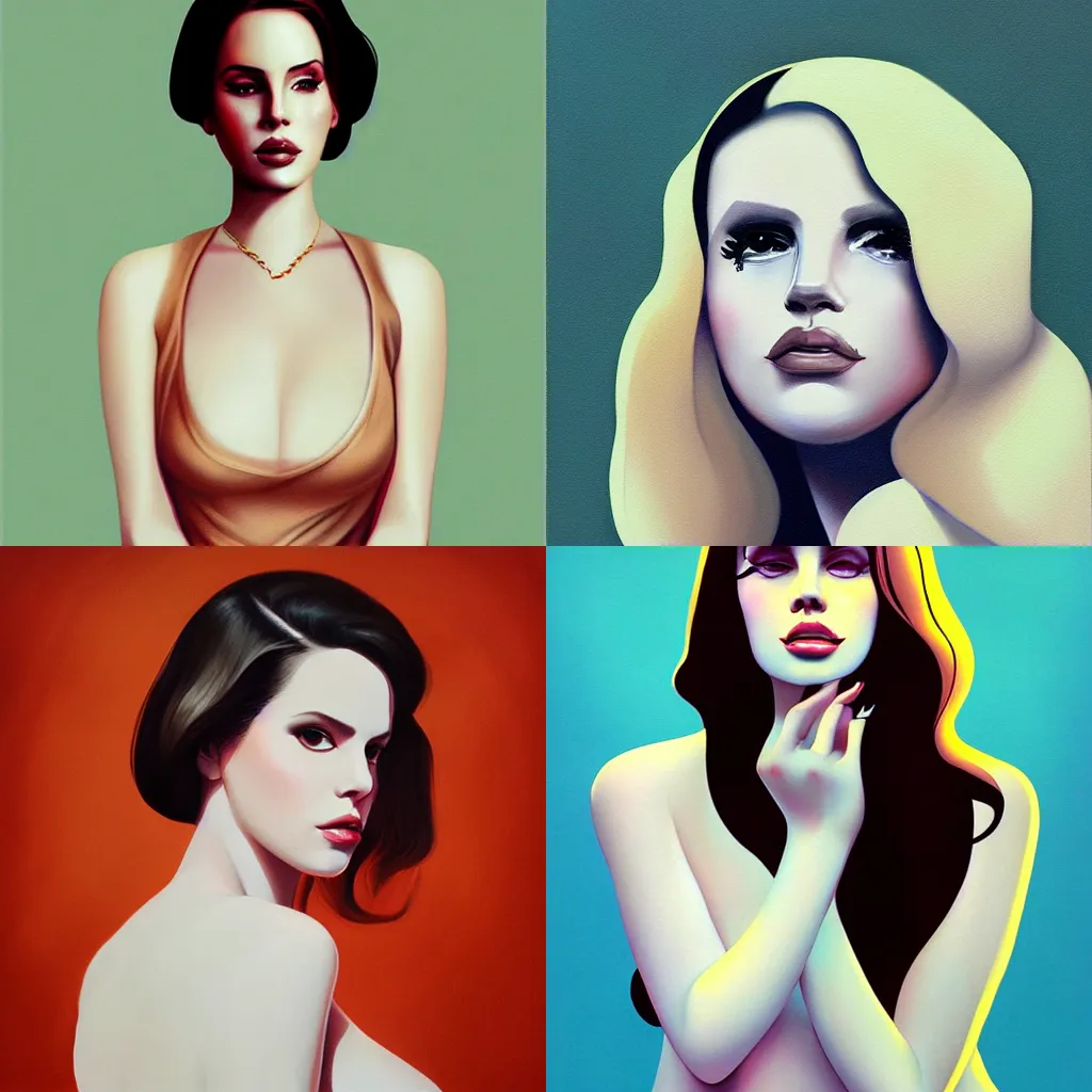 Prompt: painting of Lana Del Rey by Hsiao-Ron Cheng