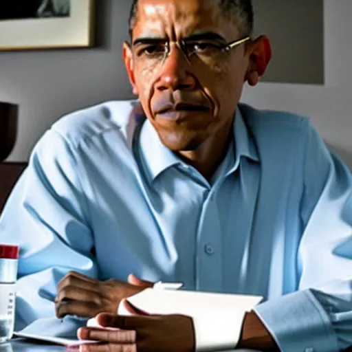 Image similar to a still of obama as walter white in breaking bad