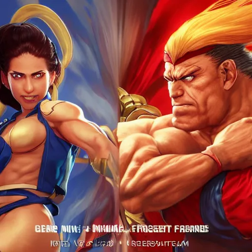 Prompt: ron desantis versus nikki fried, as street fighter characters, cg animation, capcom, realistic, character select portrait, by artgerm, greg rutkowski, alphonse mucha, 3 d