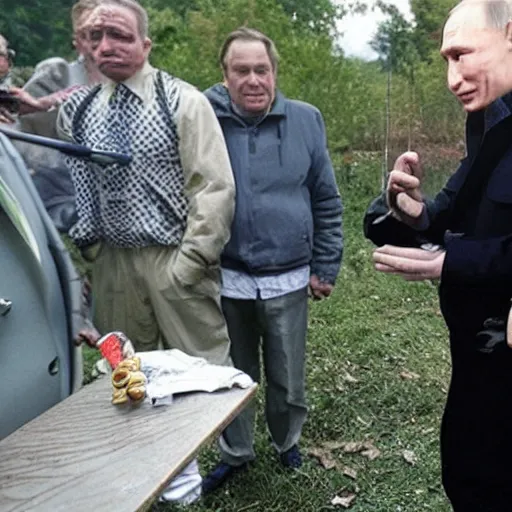 Image similar to Putin with Gollum face smokes cigarette