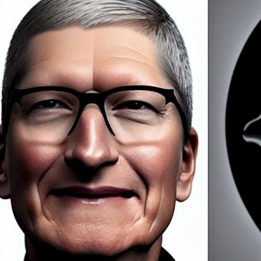 Image similar to an apple fruit with the face of tim cook