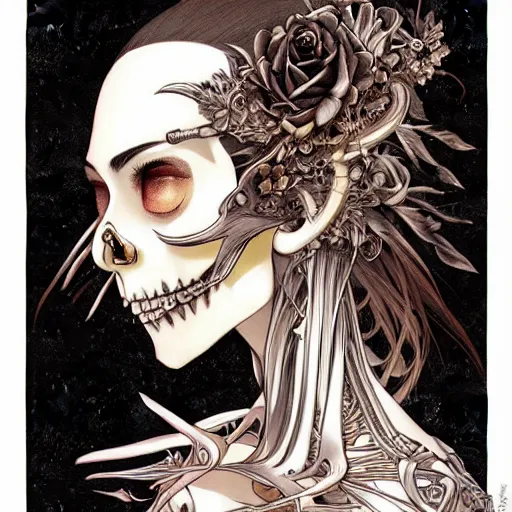 Image similar to anime manga skull portrait young woman skeleton, intricate, elegant, highly detailed, digital art, ffffound, art by JC Leyendecker and sachin teng