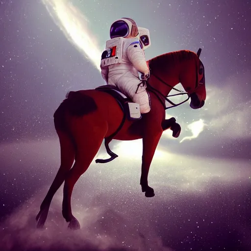 Image similar to an astronaut riding a horse in photorealistic style, 8 k, trending on artstation, highly detailed