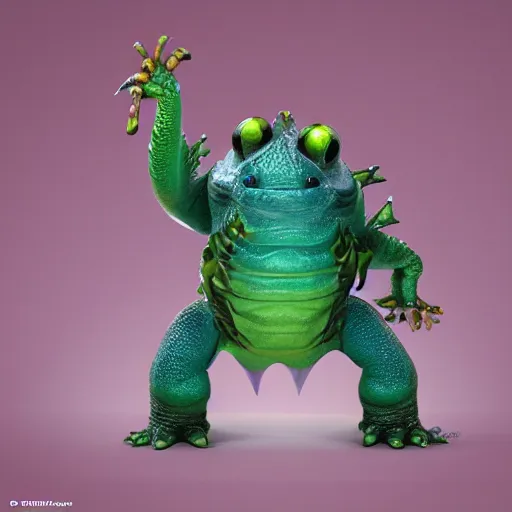 Image similar to a friendly dragon tardigrade character, octaene render how-to-train your tardigrade, pixar character