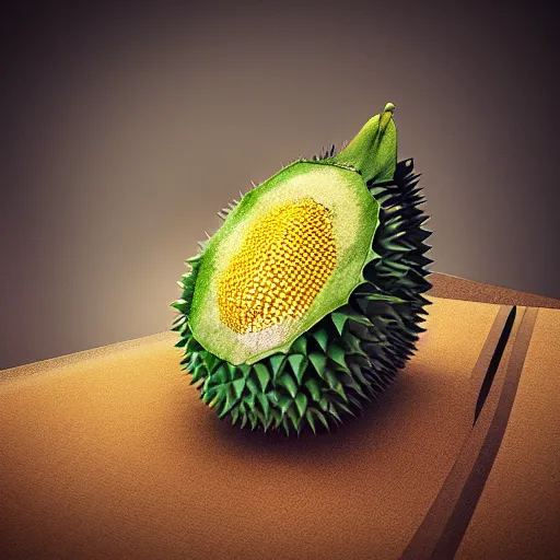 Prompt: “durian fruit dressed as a wwii soldier” octane render