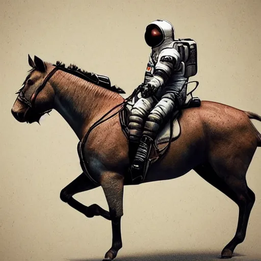 Image similar to an astronaut riding a horse in photorealistic style, 8 k, trending on artstation, highly detailed