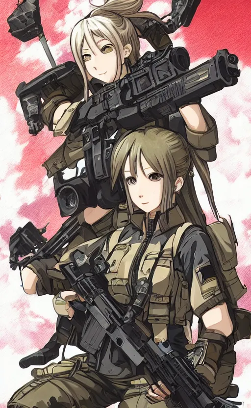 Prompt: the front of a military trading card, high details, high resolution, girls frontline style, videogame, by masashi kishimoto