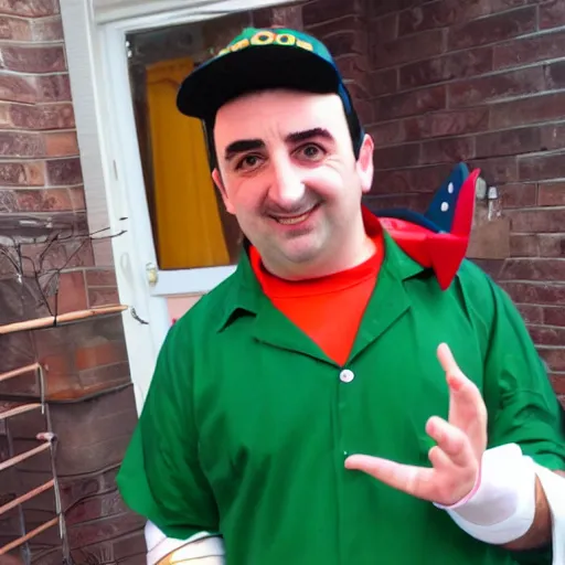 Prompt: a photo of Mike Stoklasa dressed as Ash Ketchum for Halloween