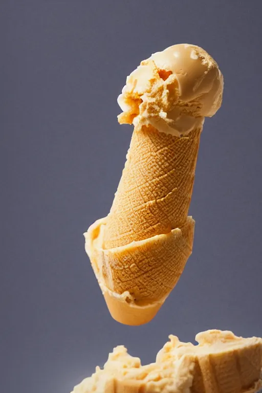 Image similar to 📷 conan o'brien the ice - cream cone 🍦, made of food, still image, dynamic lighting, 4 k