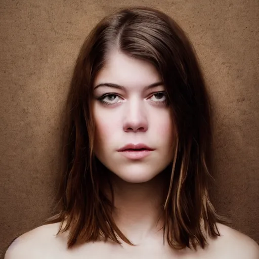 Prompt: a masterpiece portrait photo of a beautiful young woman who looks like a orc mary elizabeth winstead, symmetrical face