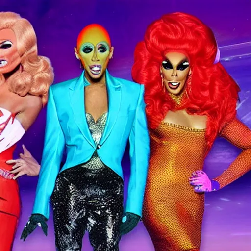 Image similar to rupaul drag race in the year 3 0 0 0 on mars