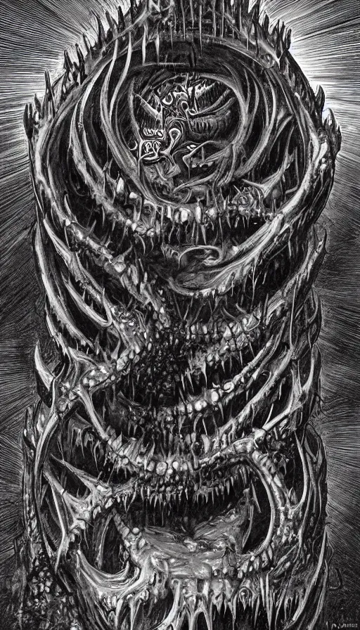 Prompt: a storm vortex made of many demonic eyes and teeth, by james gurney