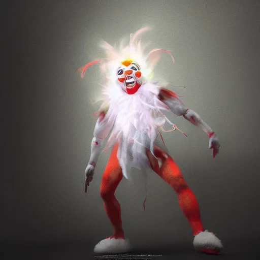 Image similar to translucent spirit clown, digital painting, devian art, artstation, 4 k, hd, octane render