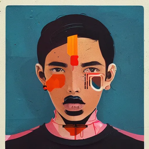 Prompt: NLE Choppa profile picture by Sachin Teng, asymmetrical, Organic Painting , Matte Painting, meaningful, Powerful, geometric shapes, hard edges, graffiti, street art:2 by Sachin Teng:4