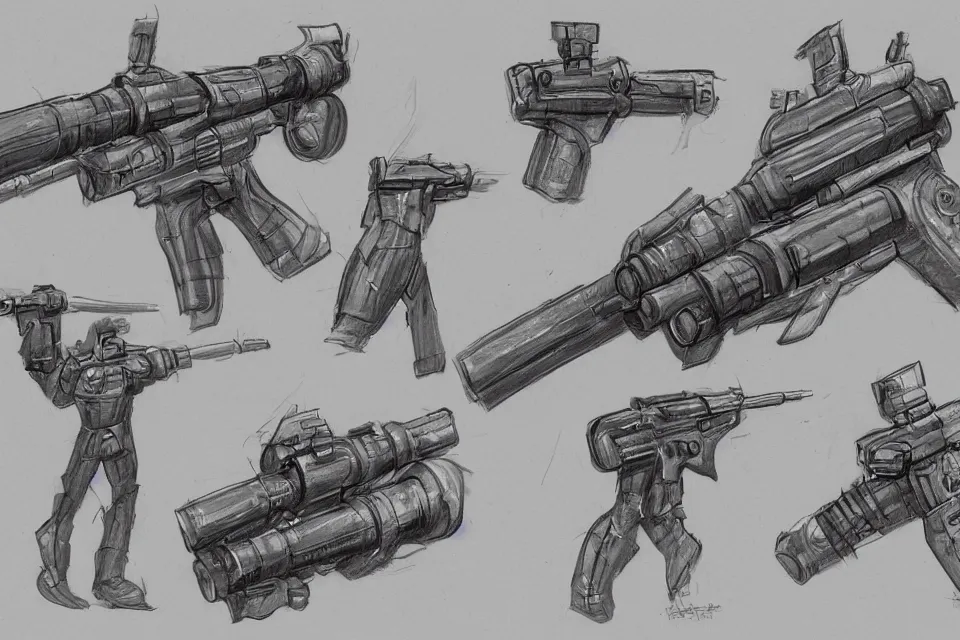 Image similar to concept sketches of supersoaker bazookas