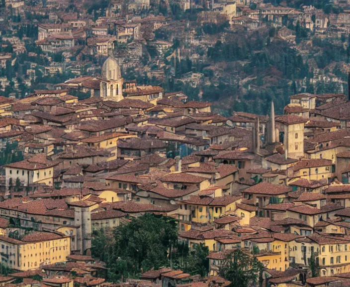 Image similar to 4 k hd, high detail photograph of bergamo, shot with sigma f / 4. 2, 2 5 0 mm sharp lens, wide shot, volumetric lighting, high level texture render, unreal engine