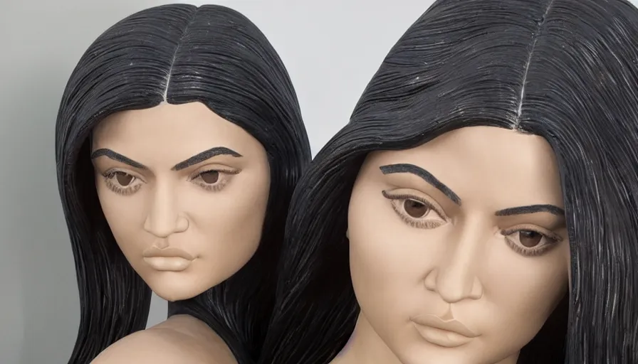 Image similar to a sculpture of Kylie Jenner by Jean-Baptiste Carpeaux and Luo Li Rong and Michael James Talbot.