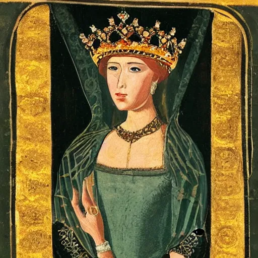 Prompt: a painting of a queen from the 14th century