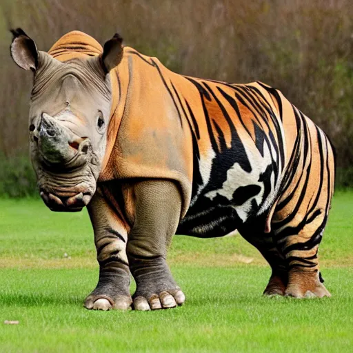 Prompt: half rhino, half tiger