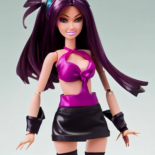 Prompt: league of legends akali as a Barbie doll. PVC figure 12in.