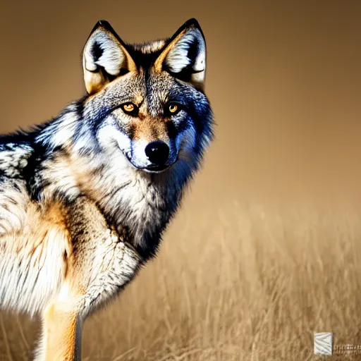 Image similar to professional photograph of a tawny gray wolf, high quality, hd, 8 k, 4 k, magnificent, award - winning, nature, nature photography, awe - inspiring, highly detailed, amazing