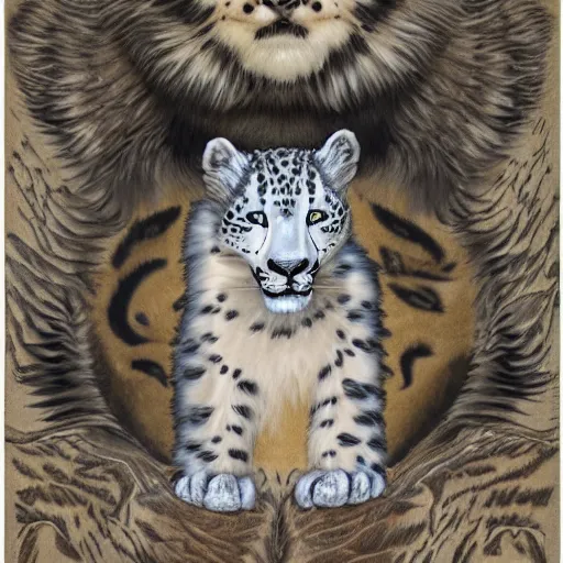 Prompt: avatar of a winged snow snow leopard by charlie harper, highly detailed, award winning, 4 k