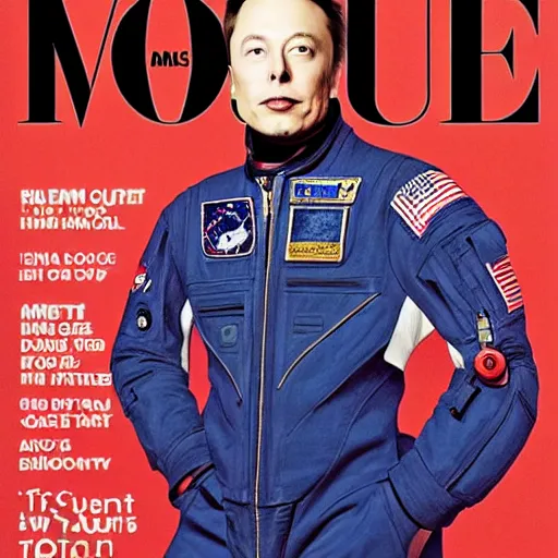 Image similar to a portrait of elon musk as an astronaut in mars, vogue magazine cover, highly detailed