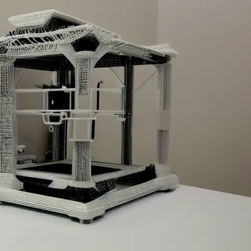 Image similar to Bambu 3D printer, highly detailed, intricate, mid shot