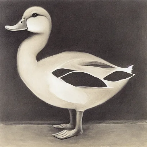 Prompt: a duck on the prowl oil painting aaron siskind