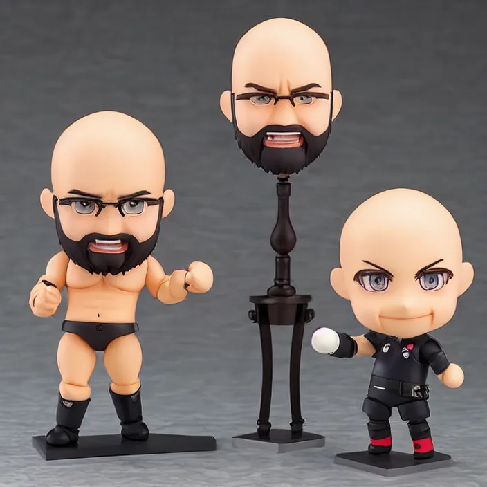 Image similar to boxer andrew tate bald with beard, an anime nendoroid of boxer andrew tate bald with beard, figurine, detailed product photo