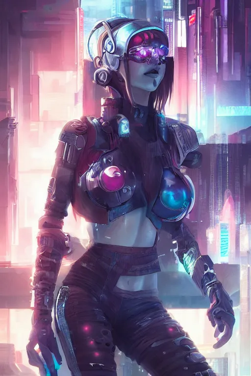 Prompt: Cyberpunk character art, by WLOP and artgerm, illustration, transhuman, tone mapped