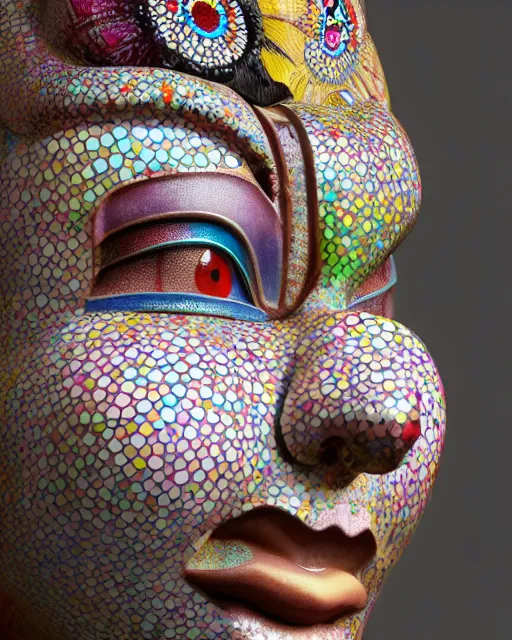 Image similar to a beautiful girl, by takashi murakami, intricate sculpture, hyper realistic, extremely detailed and beautiful aesthetic face, 8 k resolution