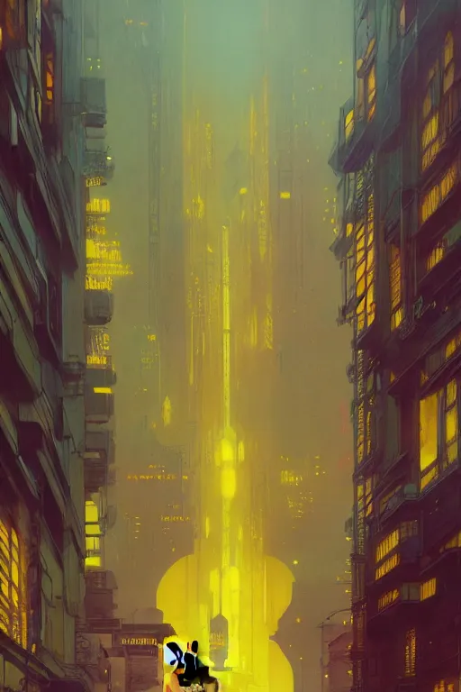 Image similar to yellow cat inside a synth wave city, highly detailed, digital painting, artstation, concept art, sharp focus, illustration, art by greg rutkowski and alphonse mucha