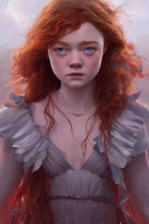 Image similar to goddess of the scarlet rot sadie sink, highly detailed, digital painting, artstation, concept art, smooth, sharp focus, illustration, unreal engine 5, 8 k, art by artgerm and greg rutkowski and edgar maxence