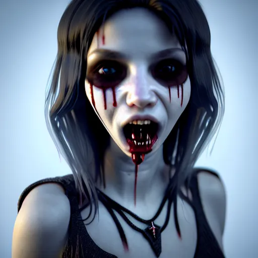 Image similar to cute vampire, ultra realistic, concept art, intricate details, dark vibe, highly detailed, photorealistic, octane render, 8 k, unreal engine,