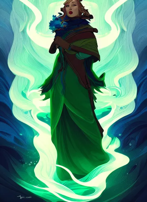 Image similar to style artgerm, joshua middleton, hilary clinton as a warrior monk wearing green pelt light amor, blue hair, swirling water cosmos, fantasy, dnd, cinematic lighting