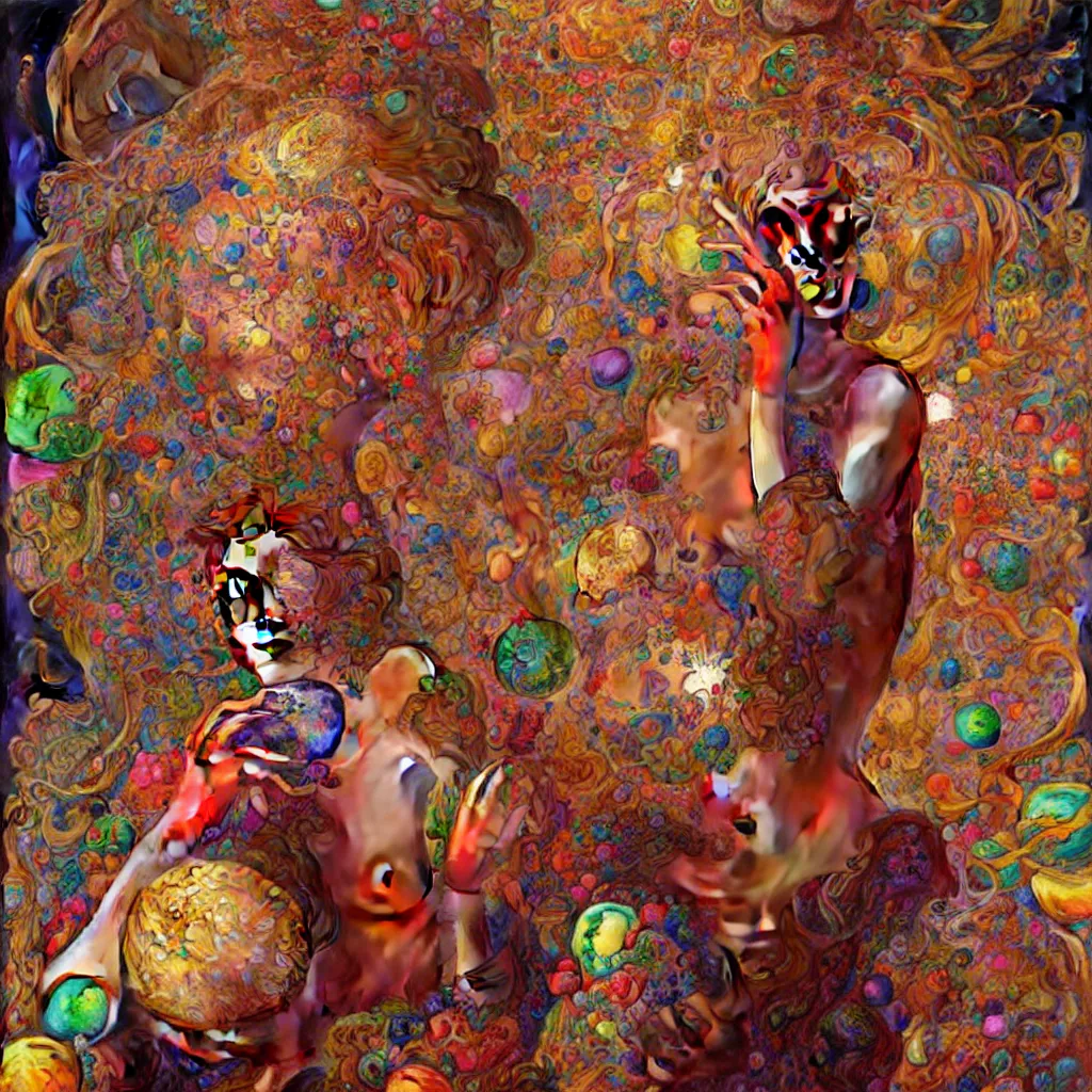 Image similar to bright psychedelic dr albert hoffman playing with BALLS, diffuse lighting, fantasy, intricate, elegant, highly detailed, lifelike, photorealistic, digital painting, artstation, illustration, concept art, smooth, sharp focus, art by John Collier and Albert Aublet and Krenz Cushart and Artem Demura and Alphonse Mucha