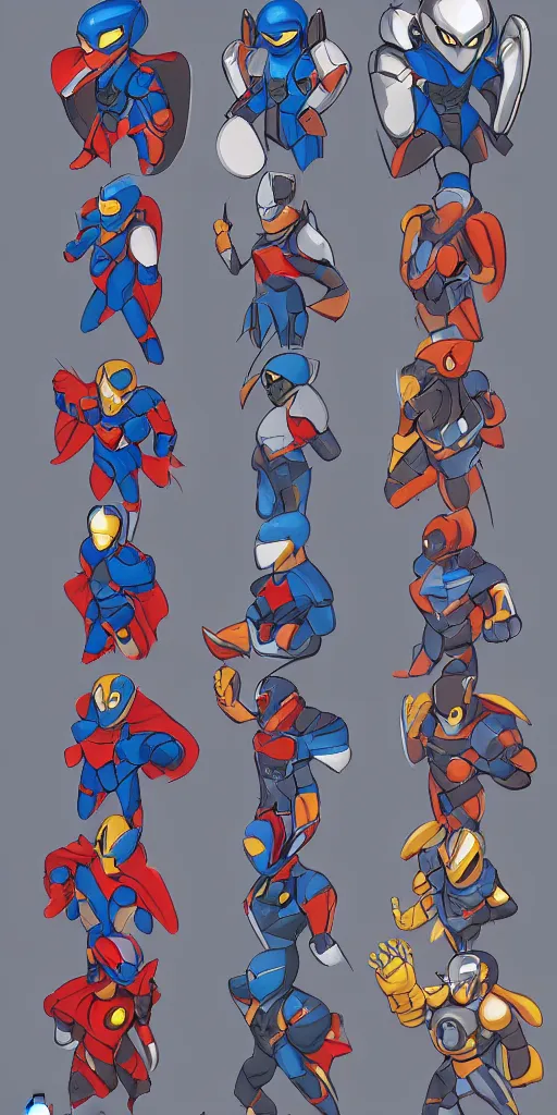 Image similar to superhero character concept based on megaman, ultra detailed, portrait, coherent, symmetry, trending on artstation, character concept, by marvel