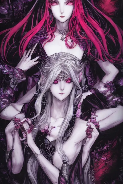 Prompt: shalltear bloodfallen by akihiko yoshida and ayami kojima